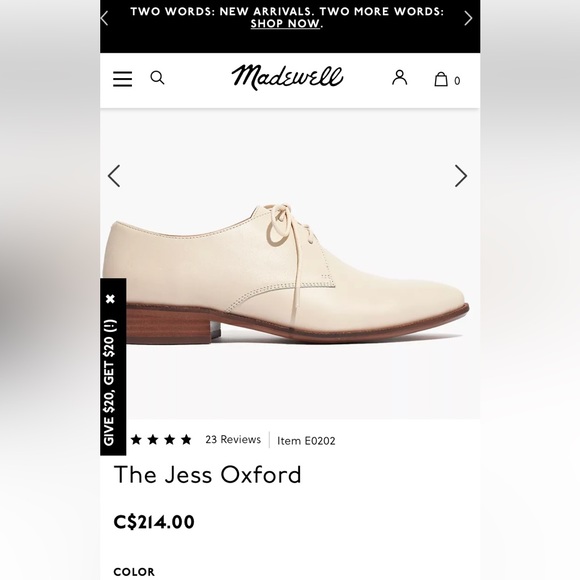 Madewell leather The Jess Oxford shoes, sold out online, neutral, size 8.5 - Picture 11 of 12